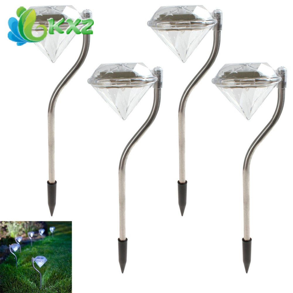 4Pcs Solar Powered LED Lawn Light Outdoor Waterproof Pathway Garden Stake Lamp Diamonds Landscape Lighting 4Pcs Solar Powered LED Lawn Light Outdoor Waterproof Pathway Garden Stake Lamp Diamonds Landscape Lighting