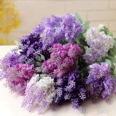 10 Heads Artificial Lavender Silk Flower Bouquet Wedding Home Party Decor for Display 01P1 4AXI
