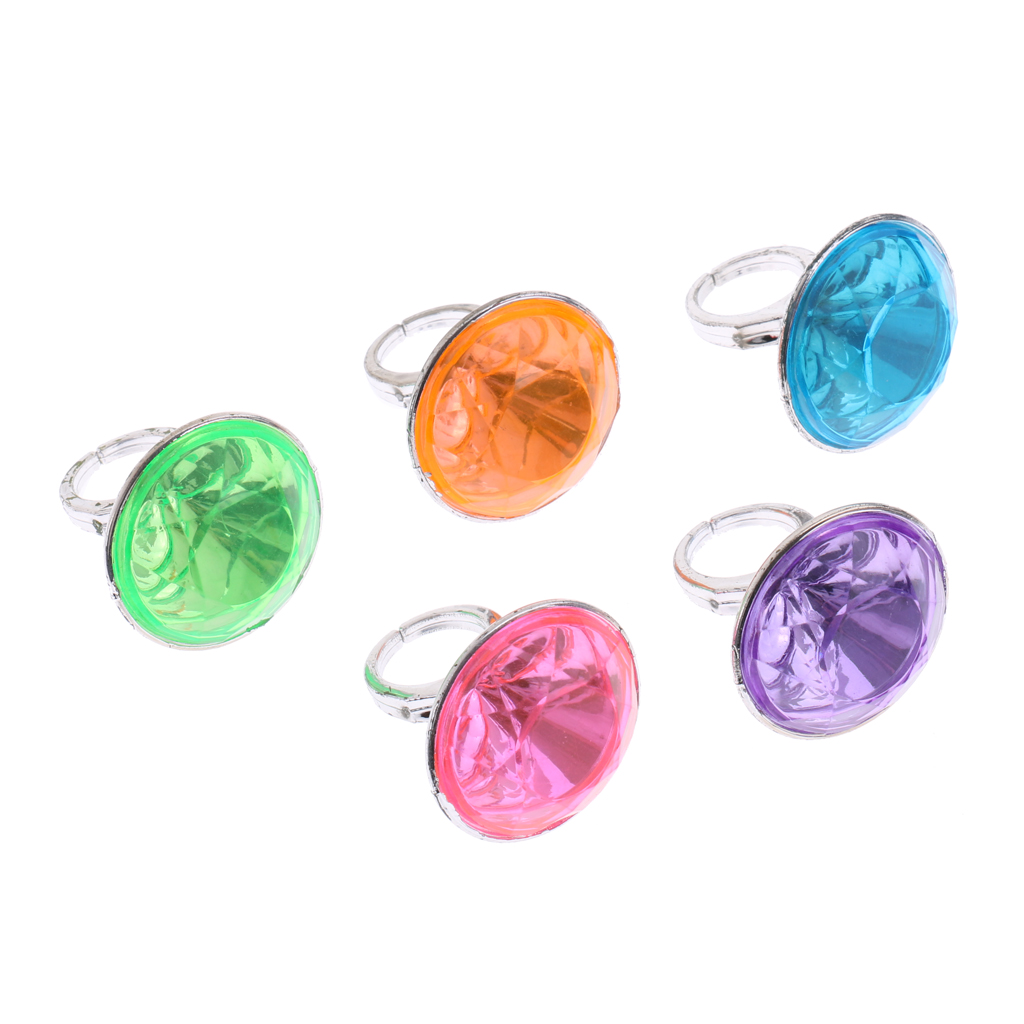 24 X Kids Plastic Jewel Rings Fancy Dress  Party Bag Stocking Filler Jewellery 