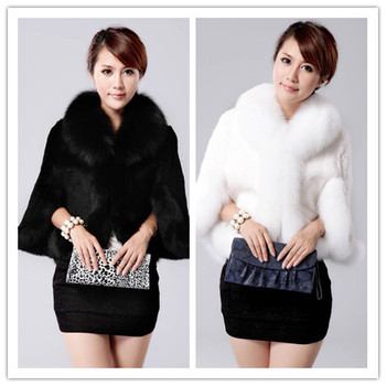 Женщины мех мыс пальто искусственный мех пальто жилет осень свитер короткая дизайн женщины большой размер S - xxxxl