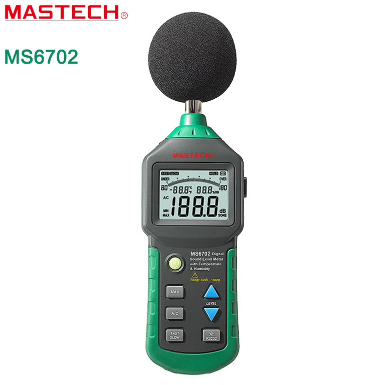 MASTECH MS6702 Digital Sound Level Meter Noise Meter dB Decible  Tester Temperature Humidity  Meter Thermometer Measuring