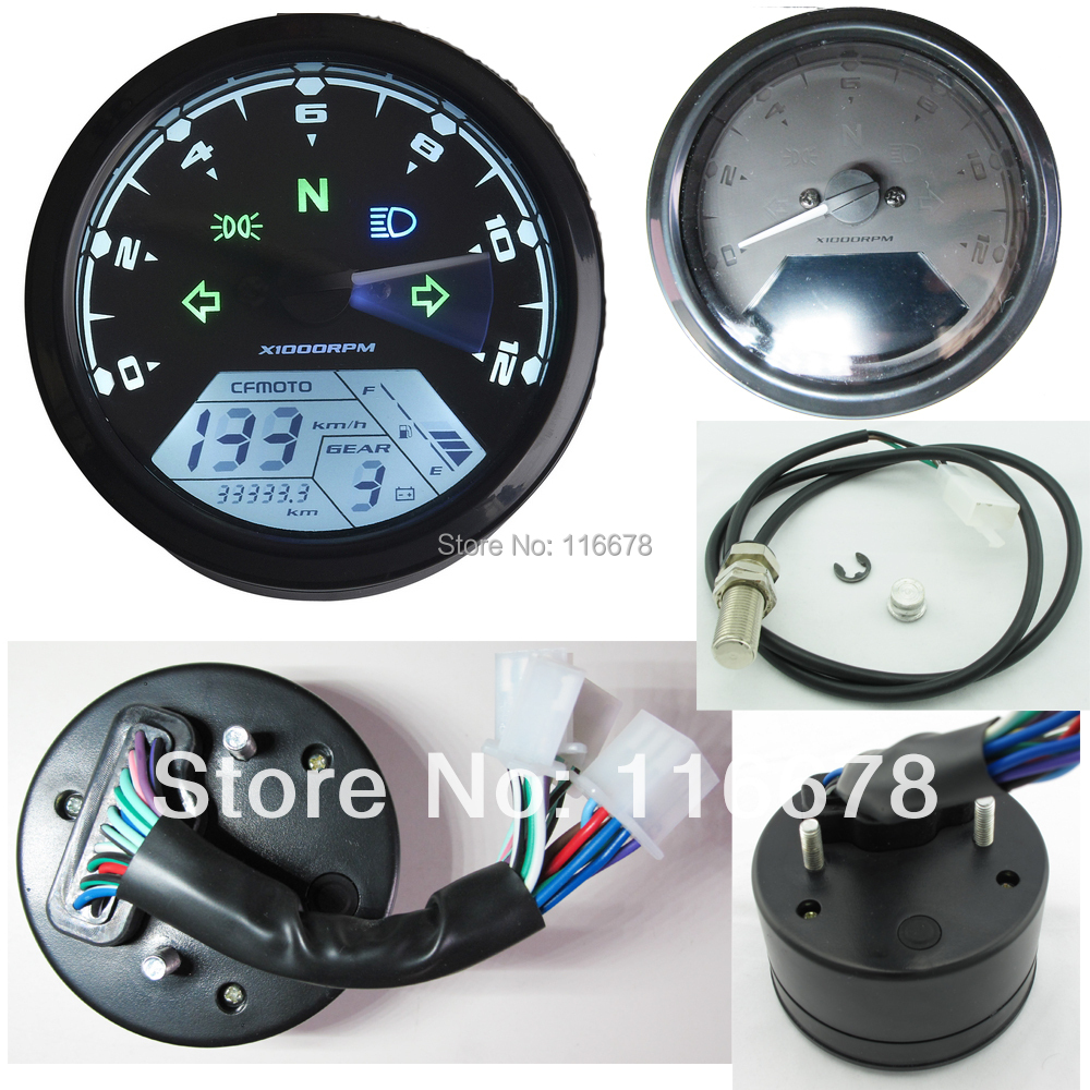 12000 RMP kmh/mph Universal LCD Digital Odometer Speedometer Tachometer