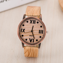 Simulado de madera de cuarzo relojes casual hombre relojes de madera color de madera del reloj correa de piel reloj hombres hombres Relogio mujeres reloj