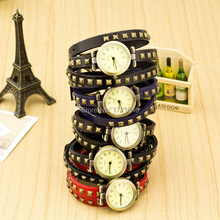New Hot Sale Original High Quality Watch Genuine Leather Vintage rivet Watches Bracelet Wristwatches for Women SB042P