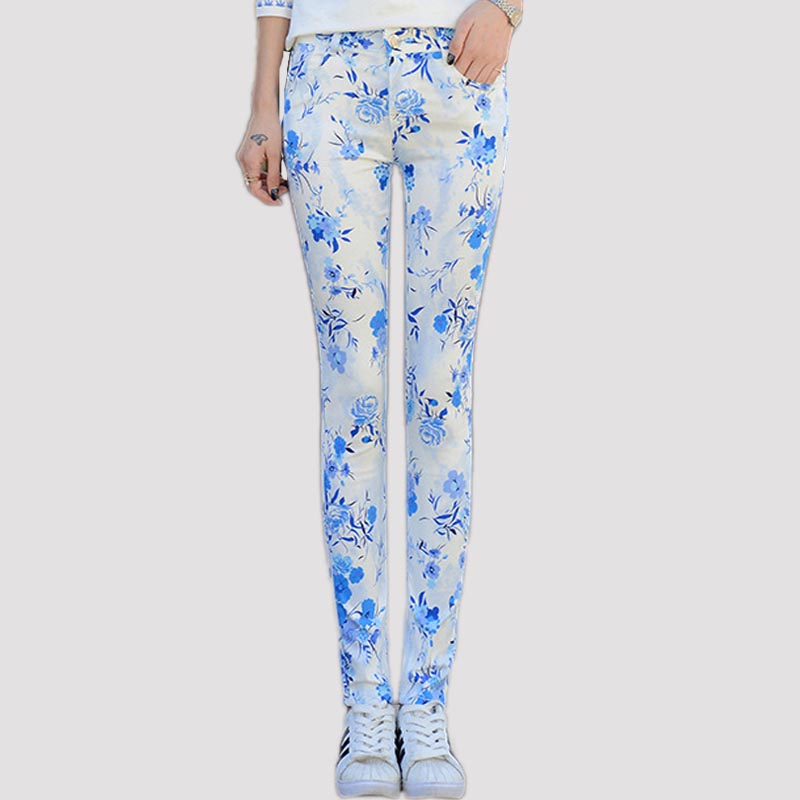 womens printed jeans