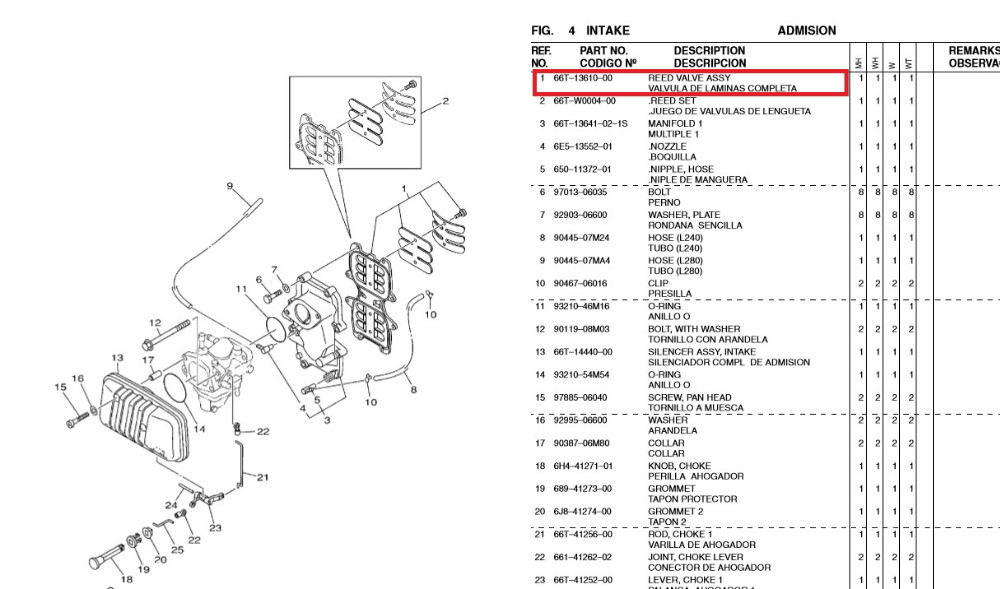 66T-13610-00 REED VALVE ASSY