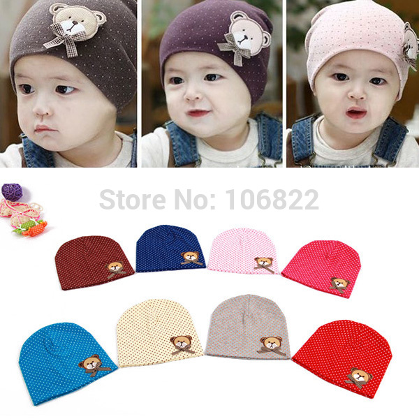 One Size Lovely Candy Color Toddler Kids Baby Bear Pattern Hat Children Infant Boys Girls Cotton