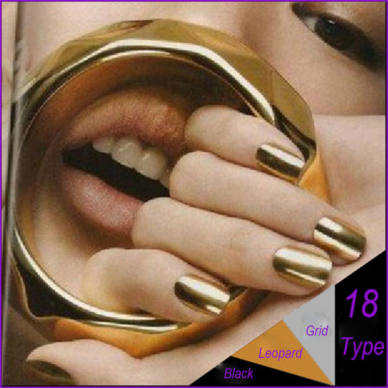 18 Types Smooth Nail Art Beauty Sticker Patch Foils Armour Wraps Decoration Decal Black Silver Gold