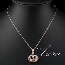 AZORA Queen s Crown 18K Rose Gold Plated Stellux Austrian Crystal Jewelry Pendant Necklace TN0095