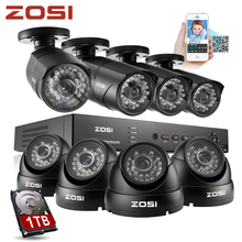 ZOSI HD Video Surveillance 1000tvl IR CUT Outdoor Waterproof Security Camera System 8Ch CCTV 960H DVR system DVR Kit 1TB HDD