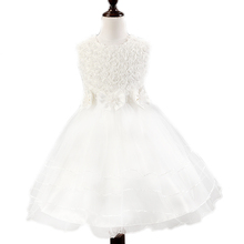 Girls Customes 2016 Kids Lace Rose Mesh Girl Dress Infant Toddler Little Girl Summer Dress Solid Bow Suit 2-9T Princess Dresses