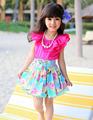 2015 New Summer Boho Floral Girls Dresses Princess Dress Crew Neck Beach Bohemian Dresses For Girls