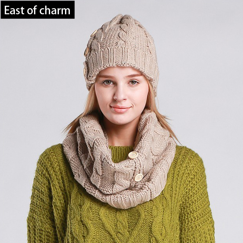 New Fashion Knit Hat and Scarf Set Warm Winter Hat...