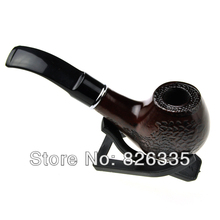 Carved Pattern Wood Smoking Pipe Cigar Tobacco Pipe with Holder