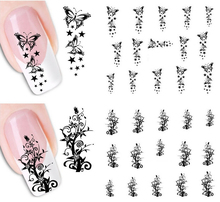 50pcs New Beauty Colorful Nail Art Flower Water Transfers Stickers Decals DIY French Manicure Foils Stamping