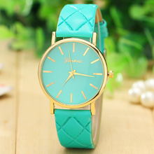 5 colores 2015 ginebra mujeres reloj de cuarzo banda de cuero de moda y ocasional analógica Watche Vogue mujeres se visten de pulsera envío gratuito