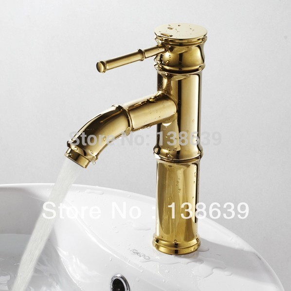 Free shipping wholesale luxury bathroom faucet mixer tap,material brass golden single handle basin faucet,modern water tap