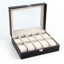 Free shipping 1Pcs Black PUleather 10Grid professional Wrist Watch Display Box Jewelry Storage Holder Organizer Case Quality NO1