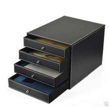 4-drawer wood structure leather container desk filing cabinet office storage box office organizer document container WJG002