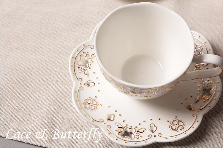 Slap up Japanese butterfly bone china coffee cup set British ceramic mugs cute coffee cup and