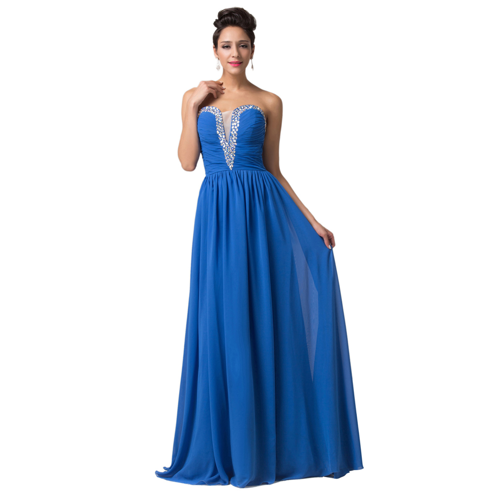 Grace Karin Stock Elegant Chiffon Royal Blue Cheap Bridesmaid Dresses