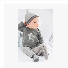Retail 2015New Spring and autumn baby boy clothes 100 cotton 3pcs Hat T shirt pants The