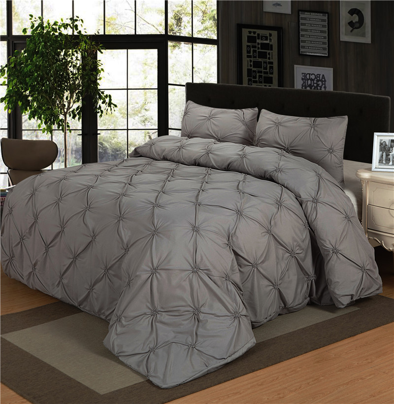 Luxury Bedding Sets Grey/Black/white Home Textile Pleat 2/3pcs Twin/Queen/Double Size Bedclothes Duvet Cover Set