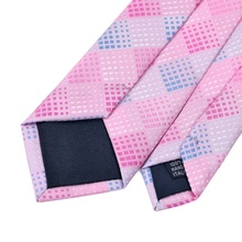 2015 Fashion Slim Tie Pink Light blue Plaid Skinny Narrow Gravata Silk Jacquard Woven Neck Ties