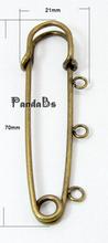 Antique Bronze Iron Kilt Pin Brooch Pin Findings, about 70mm long, 21mm wide, hole: 3~5mm, Pin: 0.5mm