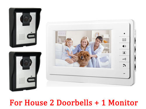 2V1 7 Inch Monitor Video Door Phone Intercom Doorbell 2PCS IR Camera Video Intercom Home Door wired video intercom system