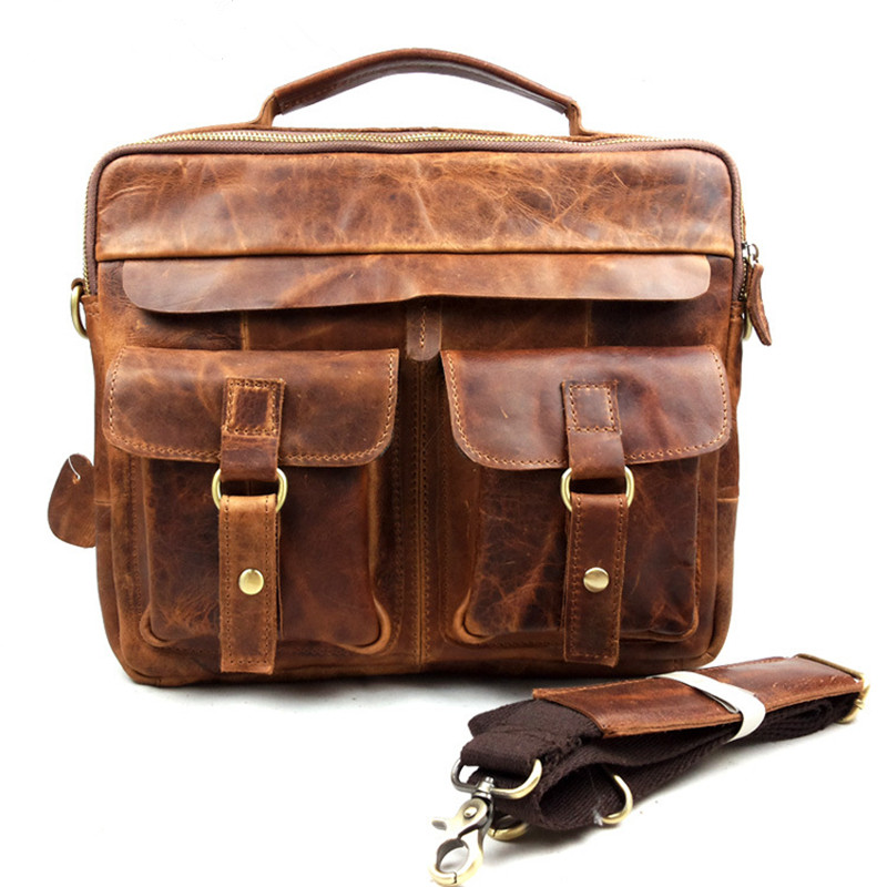 Baigio Mens Leather Bag Vintage Brown Brand Designer Crossbody Satchel Men Messenger Shoulder ...