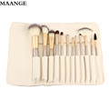 12pcs Rose gold Makeup Brushes set Foundation Eyeshadow eyebrow professional make up brush Cosmetics with Leather