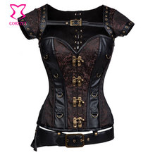 Black Vintage Waist Training Corsets Burlesque Costume Steel Boned Sexy Gothic Steampunk Corset Waist Trainer For Women Slimming