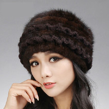 real knitted mink fur hats for women winter laciness Fashion beanie hat cap mink fur The high quality womens beanie fur hat