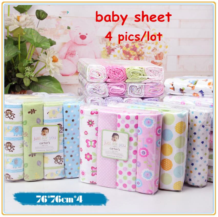 4pcs/lot newborn baby bed sheet bedding set 76x76cm for newborn crib sheets cheap cot linen 100% cotton blanket