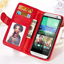 For HTC One M7 Leather Wallet Case With Plastic Holder Photo Display Magnetic Flip Cover For