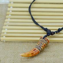 New Brand Light Brown Yak bone carving Dragon Totem Pendant Supporter talismans Necklace Jewelry free shipping