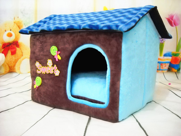 1pc/lot Soft Warm Dog Bed House Kennel Fleece Fabric Pet Cat Rabbit Puppy Plush Cozy Nest Mat Pad Cushion