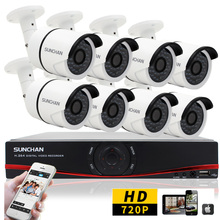 SUNCHAN HD 8CH AHD CCTV System 1080P 720P Video Surveillance P2P DVR KIT 8PCS Outdoor 1200TVL Security Camera System