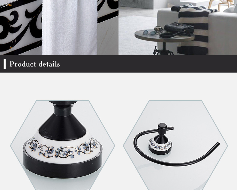 Description Picture 5 of itemBathroom towel holder Wall Mounted Bathroom Towel Ring Ceramic Blue and white porcelain Towel Hanger Ring Holder bath furniture