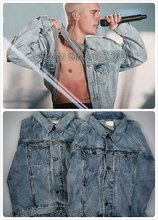 Best Quality Kanye West Fear Of God Light Blue Denim Jackets Mens Vintage Style Selvedge Jean Coats Designer Brand Clothing