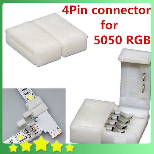 20 Pcs lot no soldering 4Pin 10mm 5050 RGB LED Strip Connector 10mm PCB 10mm PCB