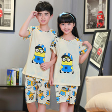 2016 New Summer Baby Sleepwears Despicable me 2PCS Suits Boys Minion Pajamas Suits Children Pyjamas Girls Kids Cartoon Pijamas