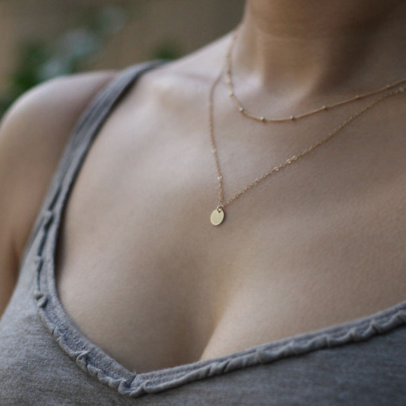 Tiny coin disc necklace and font b satellite b font chain combo XL173