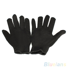 1 Pair Black Protect Stainless Steel Wire Safety Cut Metal Mesh Butcher Gloves 2KA6