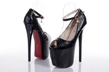 Nightclub Sexy Sandals Peep Toe Women Pumps 19 CM T Station Red Bottom High Heels Fashion