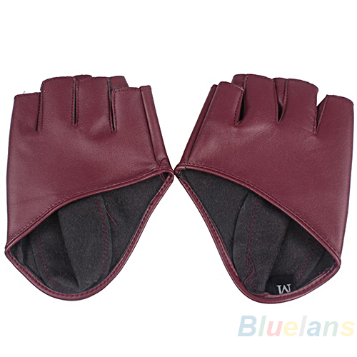Fashion PU Half Finger Lady Leather Gloves women Lady s Fingerless Show Driving Gloves 042P
