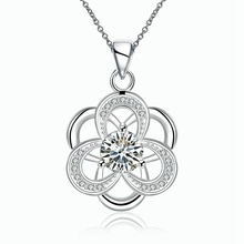 High Quality romantic flowers shape wedding necklace set silver jewelry hollow out inlaid zircon for women best gift MK119