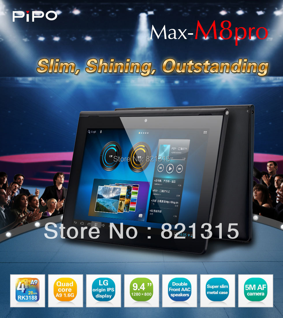 DHL Freeshipping PIPO M8PRO M8 Pro RK3188 Quad Core 1 6GHZ Tablet PC 9 4inch IPS