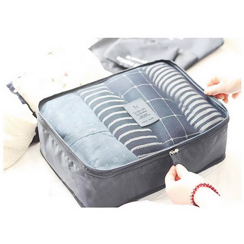2016 New Design 6 Pcs/Set Waterproof Clothes Storage Bags Packing Cube Travel Luggage Organizer Bags VBH78 P50